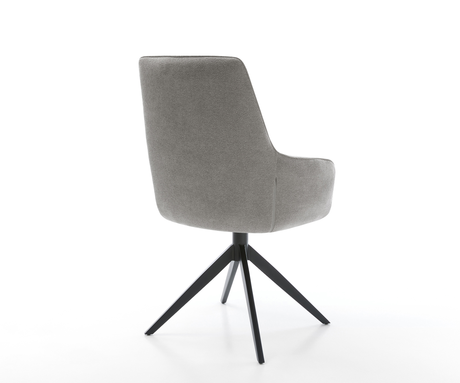 Jídelní židle Zelia-Flex s područkami potahová látka Měkký šedá křížová podnož široká černá 360° otočný houpací funkce taštičkové pružiny - Obrázek 5