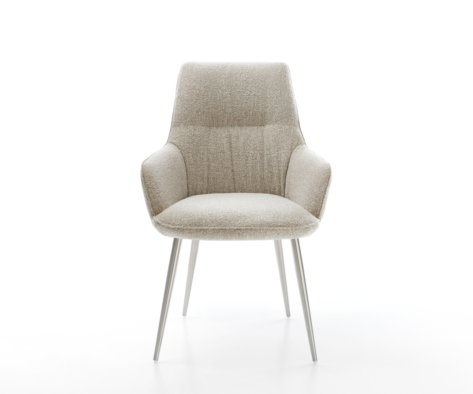 Jídelní židle Zelia-Flex s područkami látka Měkký béžová 4 nohy zúžené nerezová ocel taštičkové pružiny - Obrázek 2