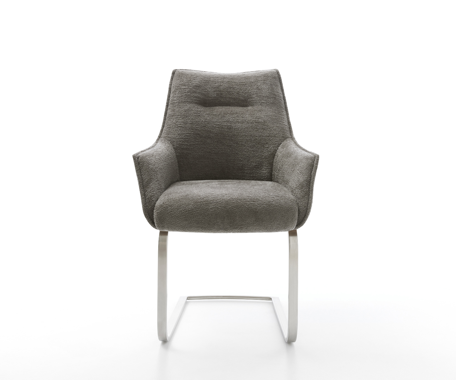 Jídelní židle Alja-Flex s područkami bouclé měkký tmavě béžová jídelní židle plochá nerezová ocel taštičkové pružiny - Obrázek 2