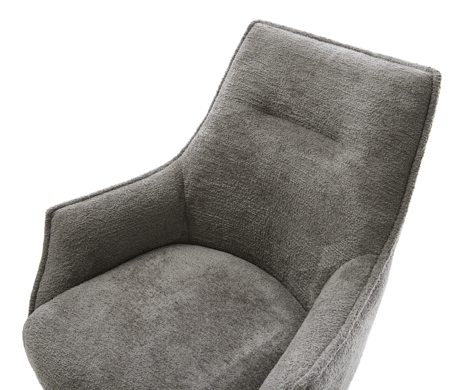 Jídelní židle Alja-Flex s područkami bouclé měkký tmavě béžová jídelní židle plochá nerezová ocel taštičkové pružiny - Obrázek 4