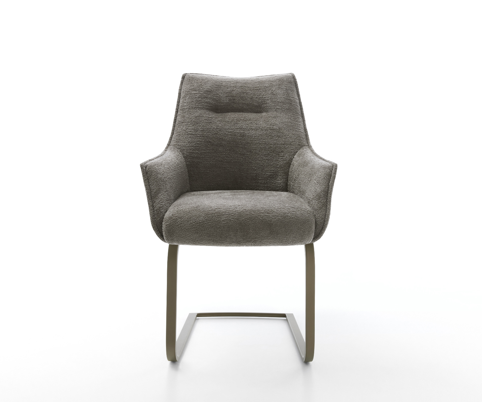 Jídelní židle Alja-Flex s područkami bouclé měkký tmavě béžová konzolová podnož plochý titanová barva taštičkové pružiny - Obrázek 2