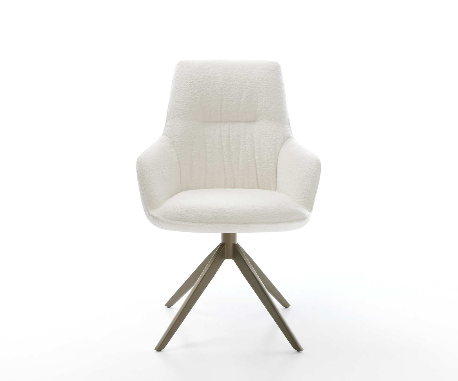 Jídelní židle Zelia-Flex s područkami bouclé měkký béžová křížová podnož široká titanová barva 360° otočný houpací funkce taštičkové pružiny - Obrázek 2