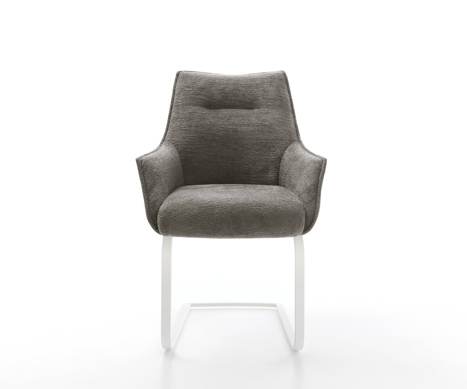 Jídelní židle Alja-Flex s područkami bouclé měkký tmavě béžová jídelní židle plochá bílá taštičkové pružiny - Obrázek 2