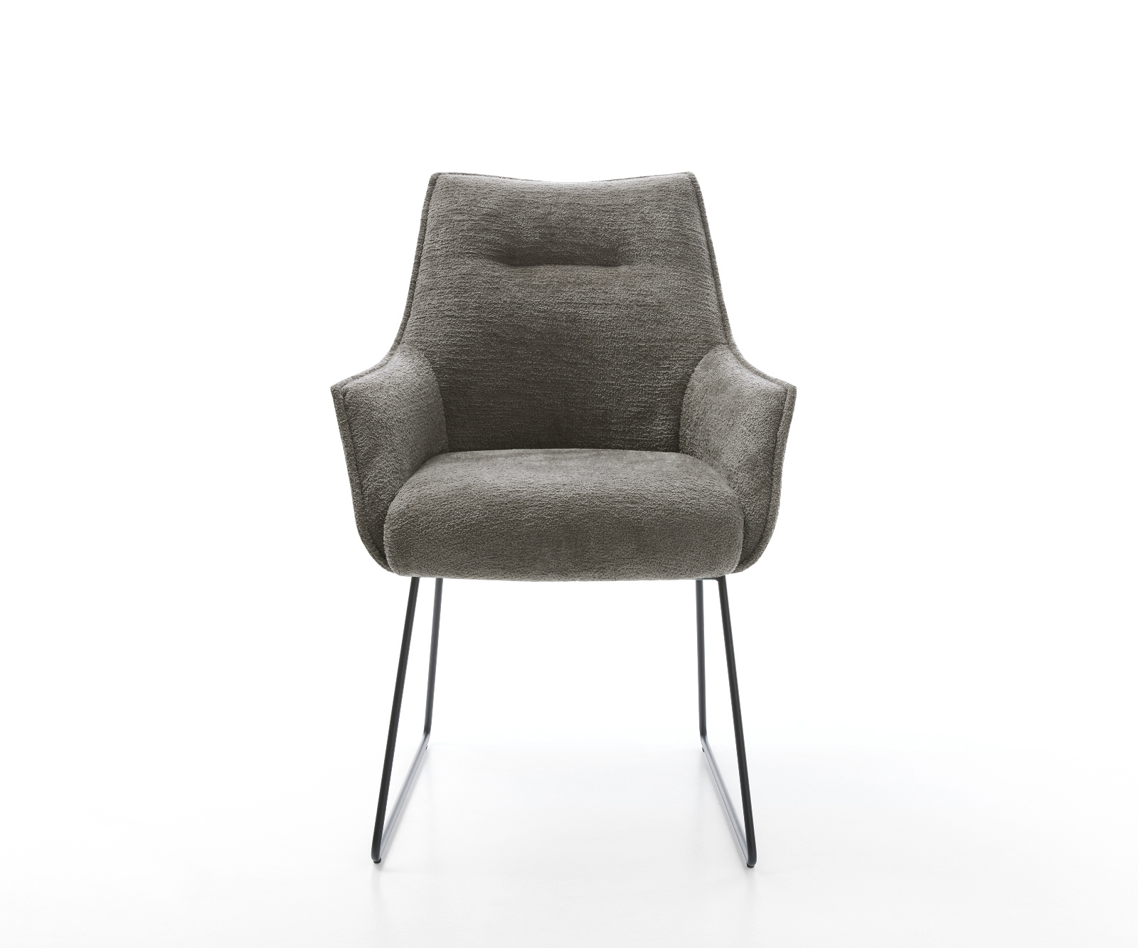 Jídelní židle Alja-Flex s područkami bouclé měkký tmavě béžová tenká podnož černá taštičkové pružiny - Obrázek 2