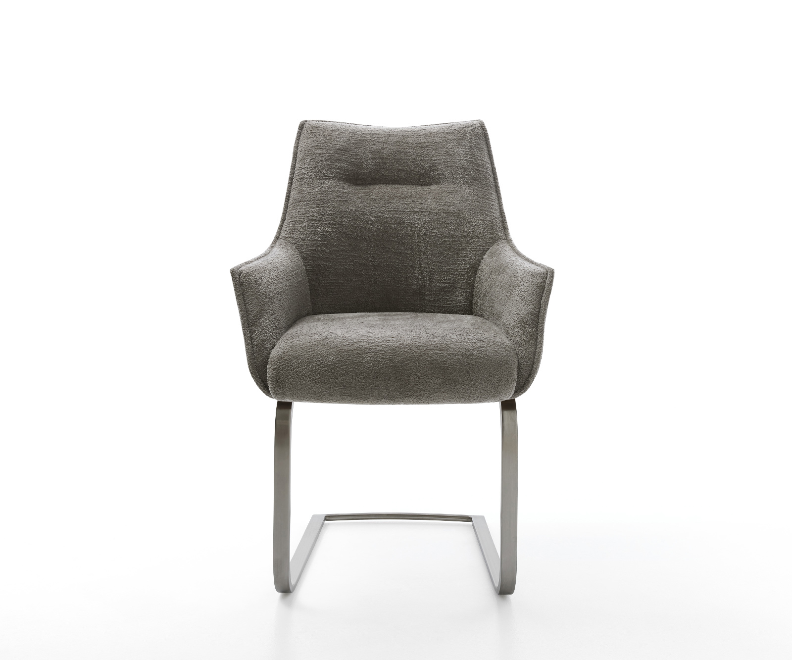 Jídelní židle Alja-Flex s područkami bouclé měkký tmavě béžová konzolová podnož plochý grafit taštičkové pružiny - Obrázek 2