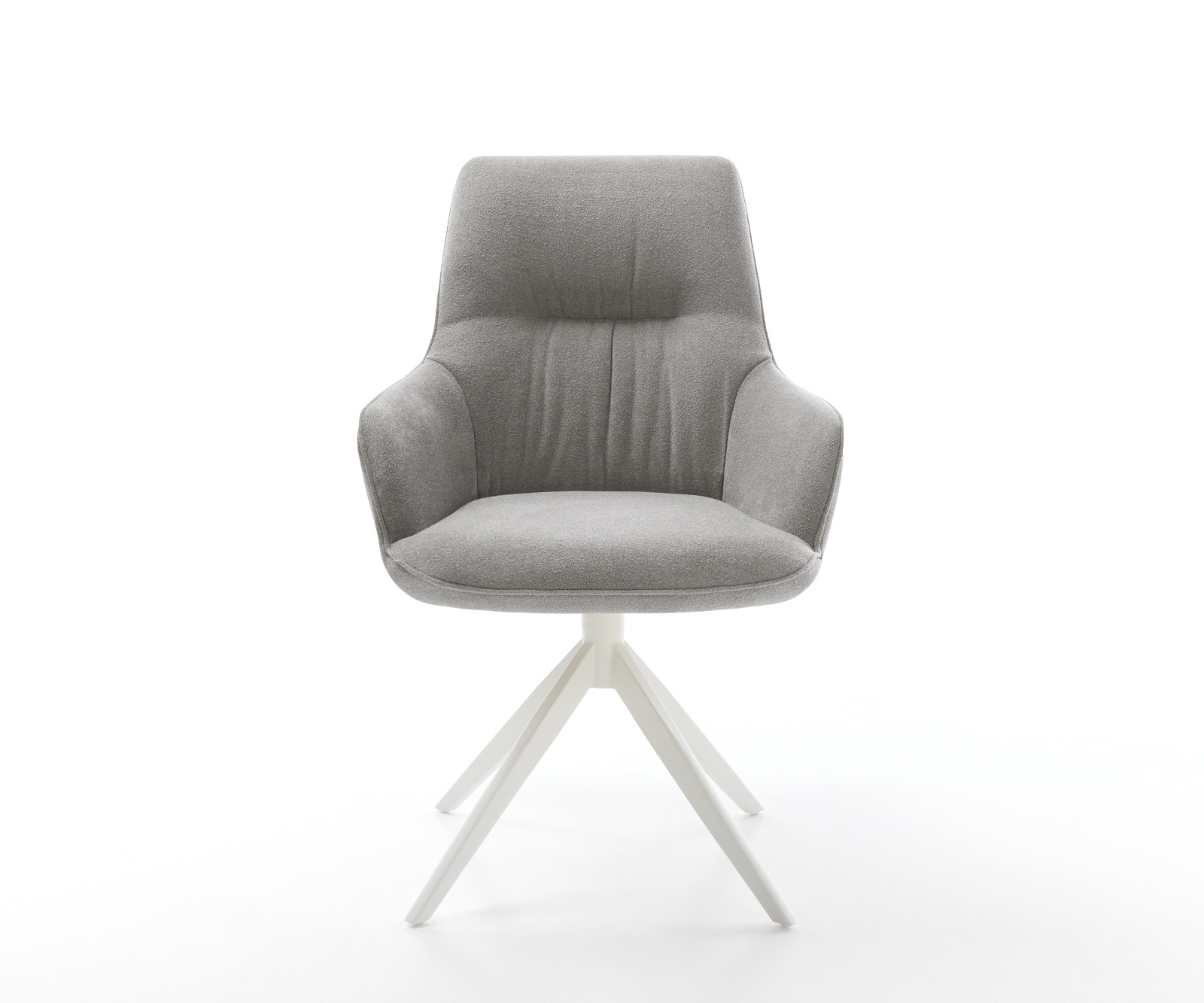 Jídelní židle Zelia-Flex s područkami potahová látka Měkký šedá křížová podnož široká bílá 360° otočná houpací funkce taštičkové pružiny - Obrázek 2