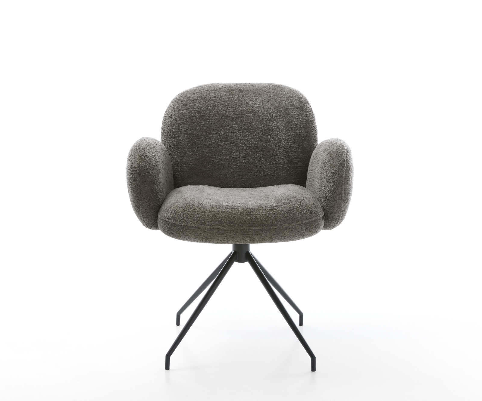 Jídelní židle Nube-Flex s područkami bouclé měkký tmavě béžová křížová podnož zúžená černá taštičkové pružiny - Obrázek 2