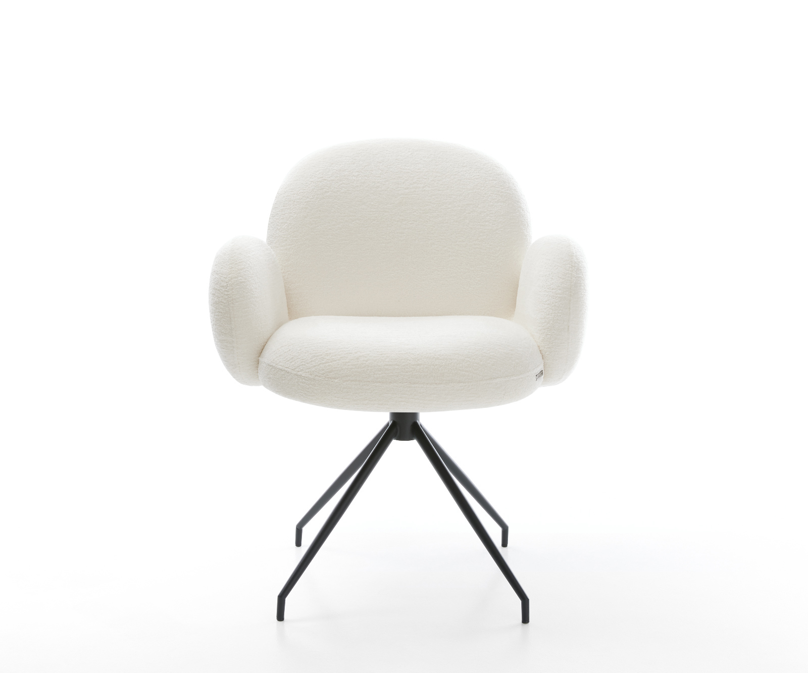 Jídelní židle Nube-Flex s područkami bouclé měkký béžová křížová podnož zúžená černá taštičkové pružiny - Obrázek 2