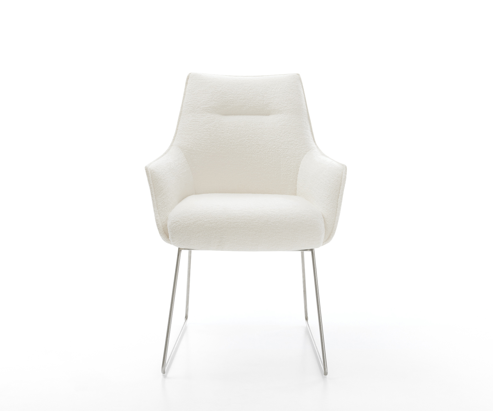 Jídelní židle Alja-Flex s područkami bouclé měkký béžová tenká podnož nerezová ocel taštičkové pružiny - Obrázek 2