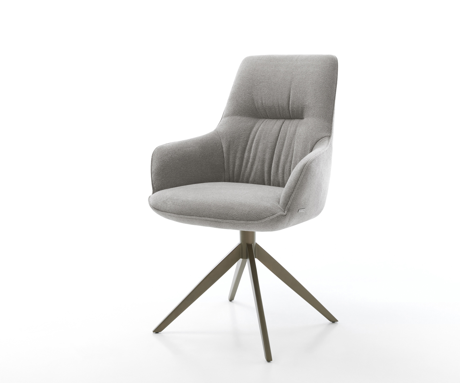 Jídelní židle Zelia-Flex s područkami potah z látky Měkký šedá křížová podnož široká Titanová barva 360° otočný houpací funkce taštičkové pružiny