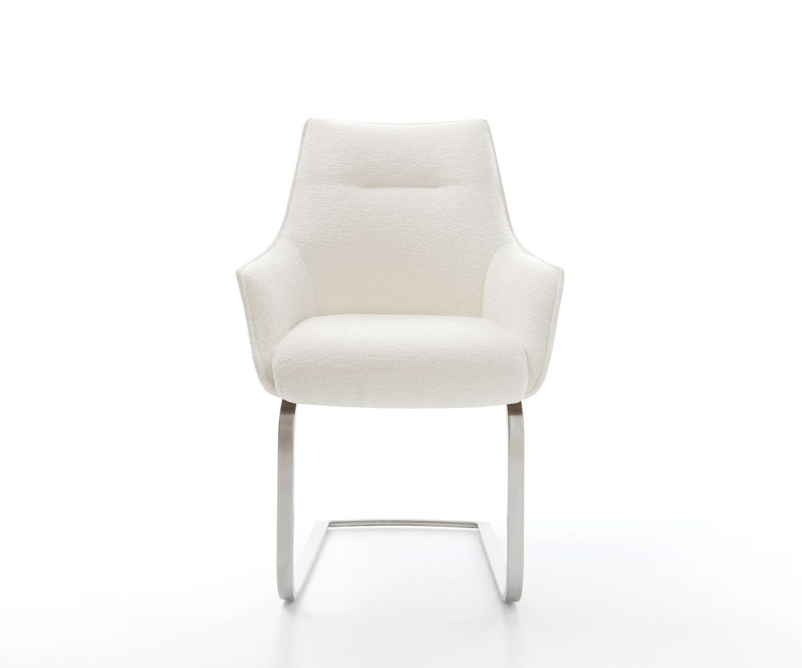 Jídelní židle Alja-Flex s područkami bouclé měkký béžová jídelní židle plochá nerezová ocel taštičkové pružiny - Obrázek 2