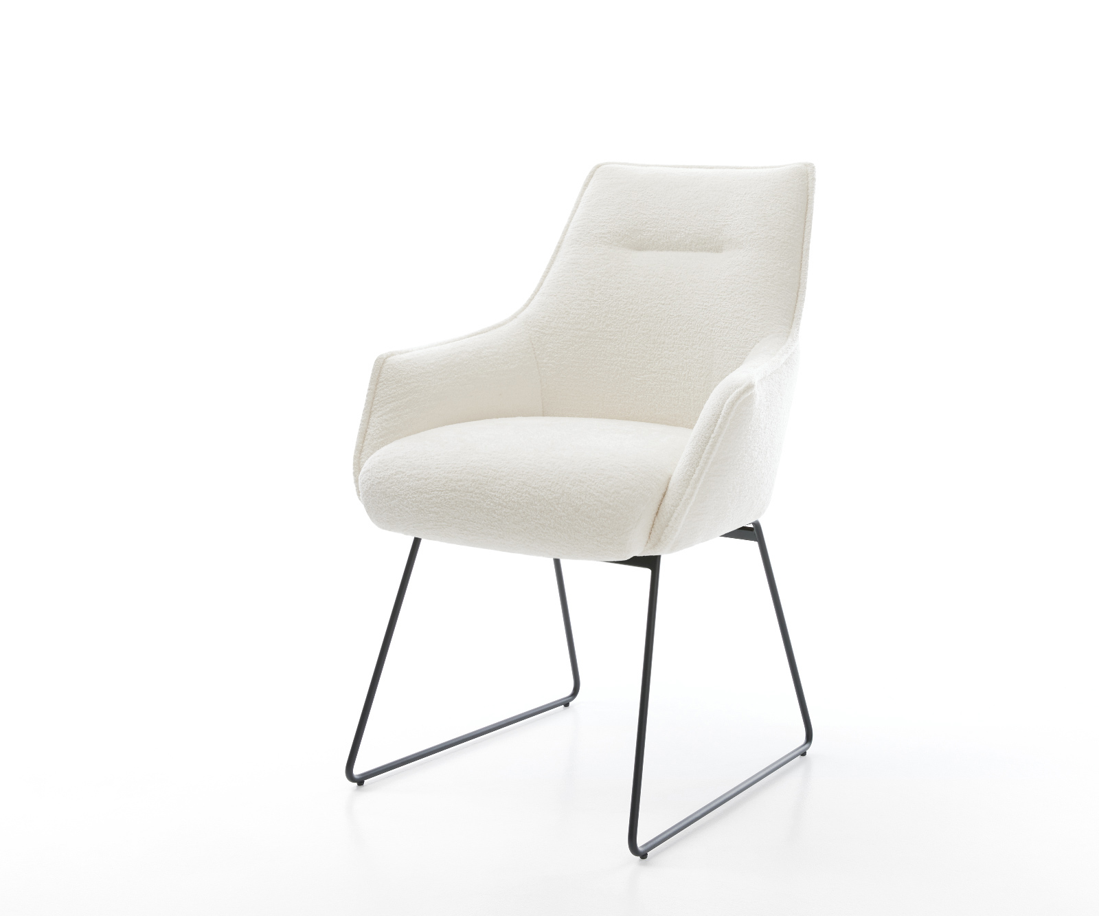 Jídelní židle Alja-Flex s područkami bouclé měkký béžová tenká podnož černá taštičkové pružiny