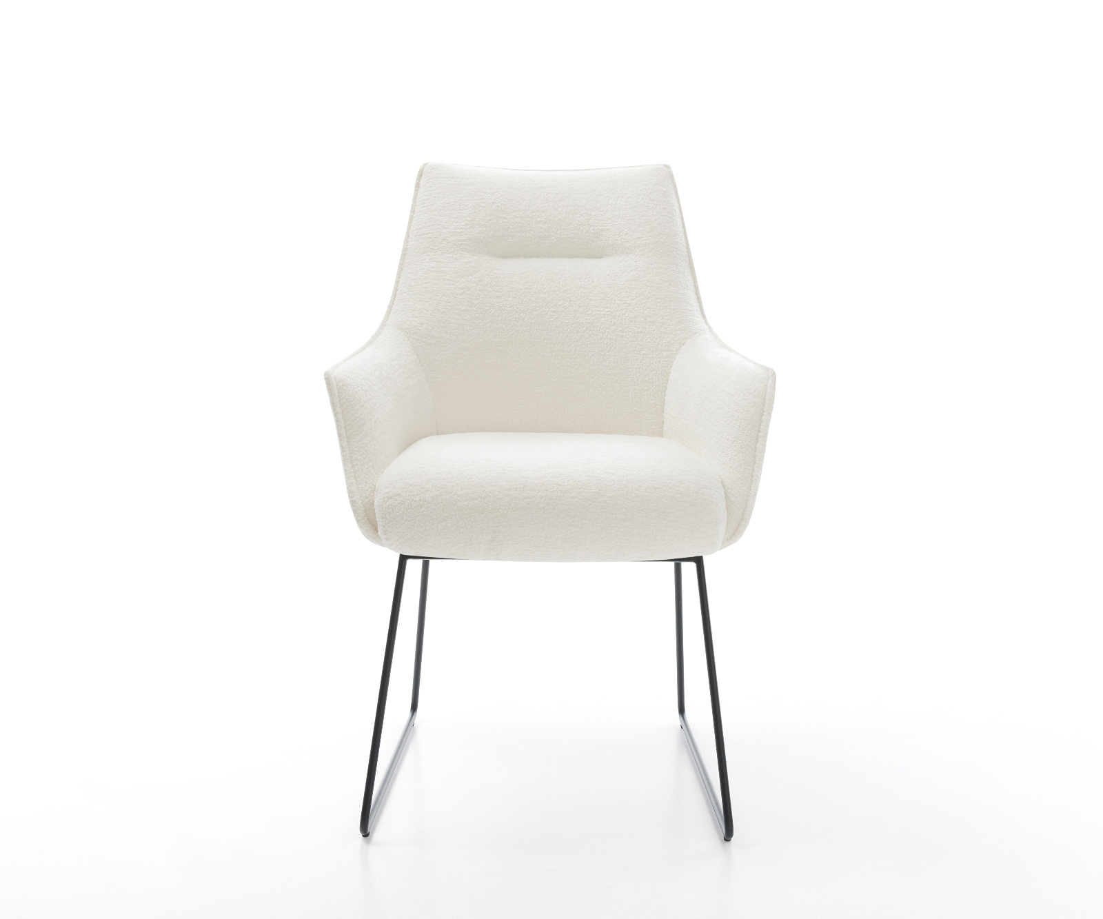 Jídelní židle Alja-Flex s područkami bouclé měkký béžová tenká podnož černá taštičkové pružiny - Obrázek 2