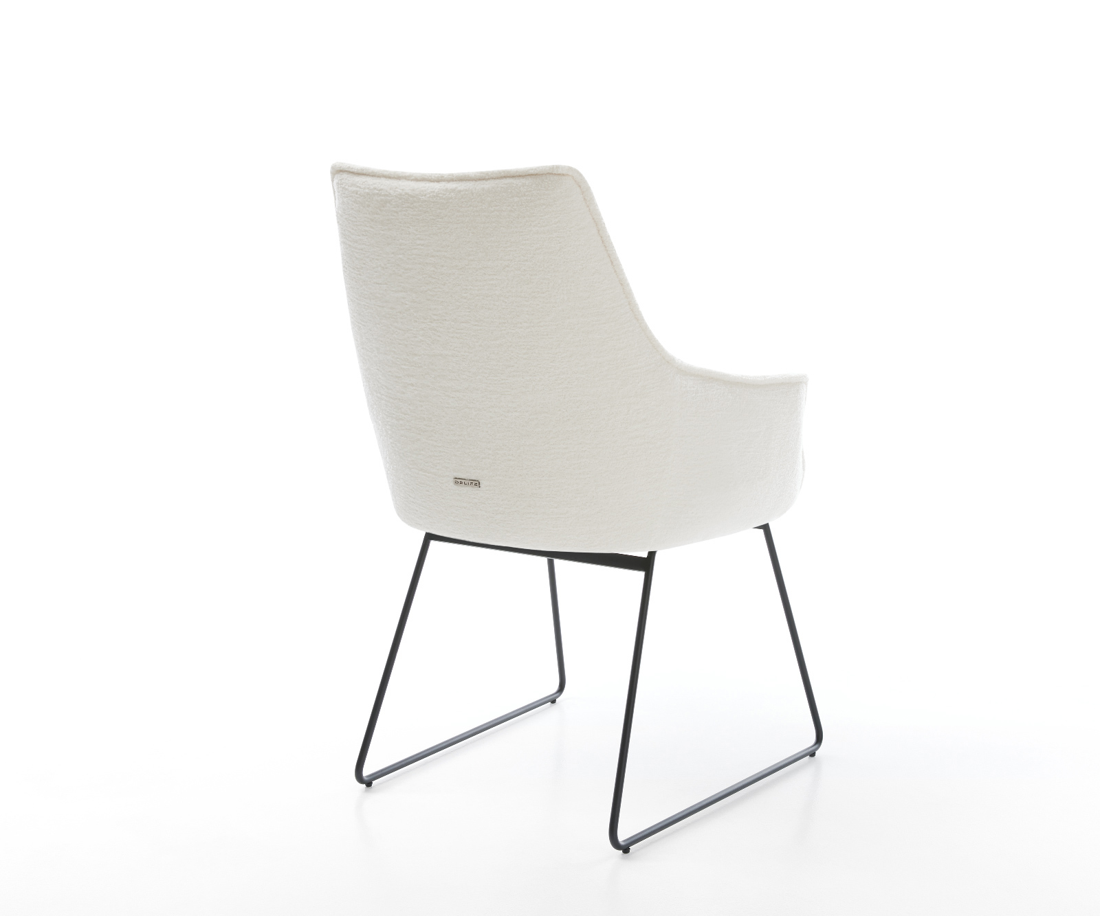 Jídelní židle Alja-Flex s područkami bouclé měkký béžová tenká podnož černá taštičkové pružiny - Obrázek 5