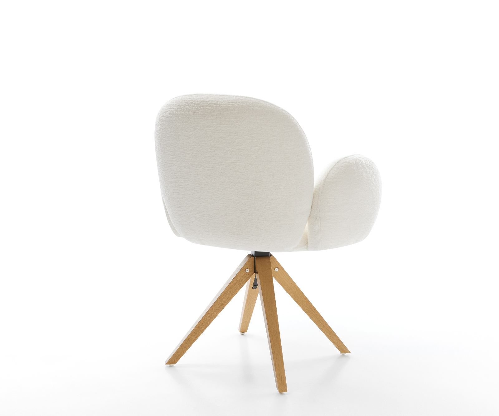 Jídelní židle Nube-Flex s područkami bouclé měkký béžová dřevěná podnož hranatá přírodní 180° otočná taštičkové pružiny - Obrázek 5