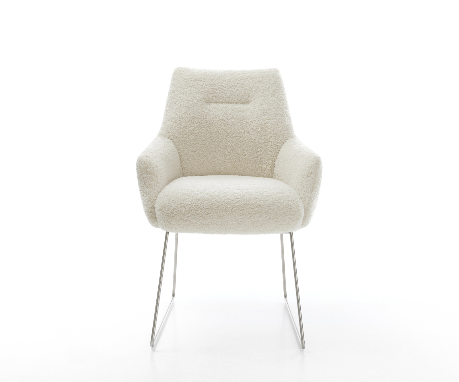 Jídelní židle Alja-Flex s područkami plyšový manšestr béžová tenká podnož nerezová ocel taštičkové pružiny - Obrázek 2