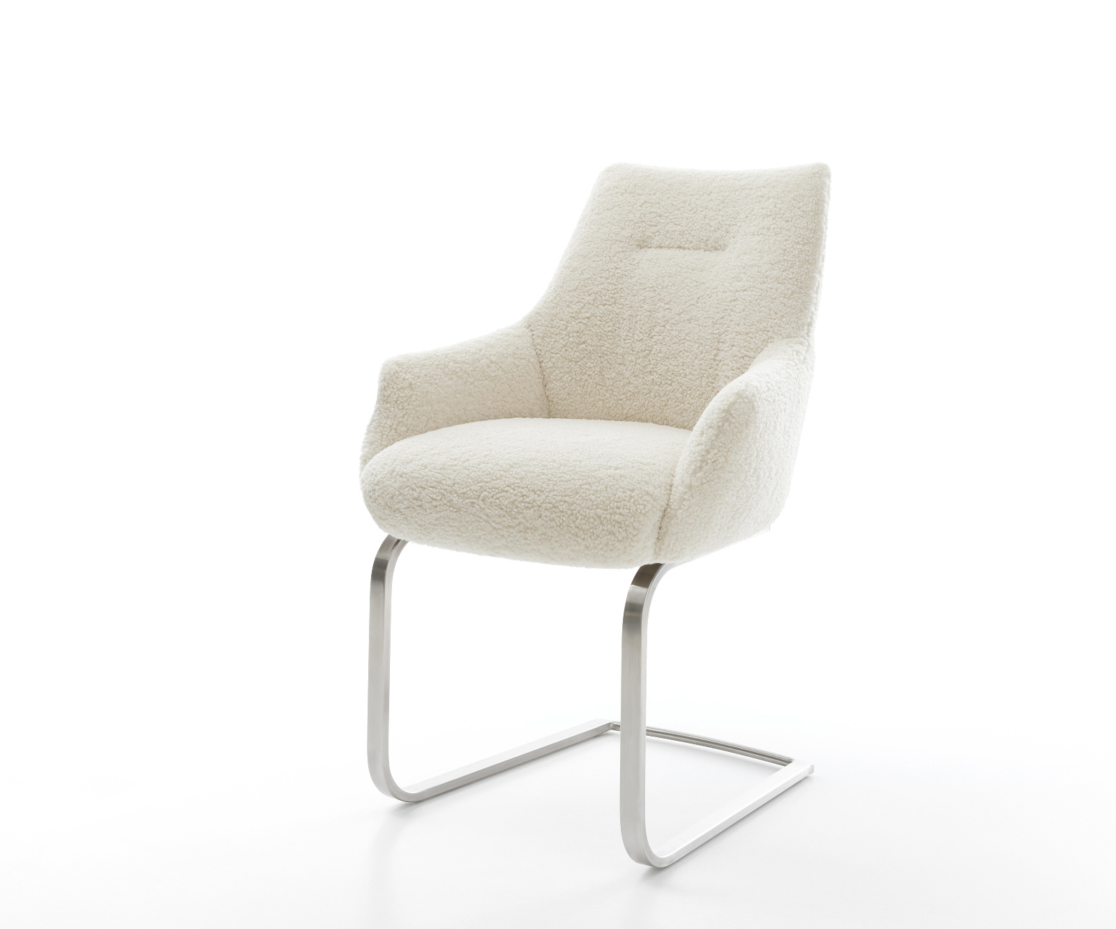 Jídelní židle Alja-Flex s područkami plyšový manšestr béžová jídelní židle plochá nerezová ocel taštičkové pružiny