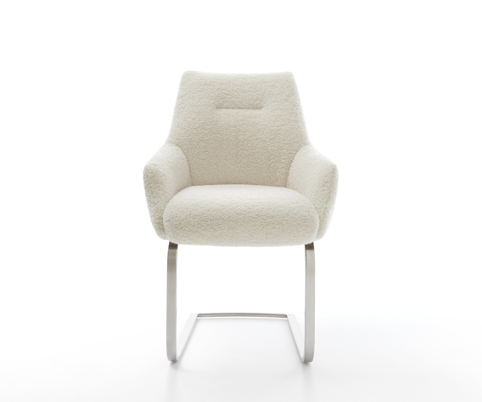 Jídelní židle Alja-Flex s područkami plyšový manšestr béžová jídelní židle plochá nerezová ocel taštičkové pružiny - Obrázek 2