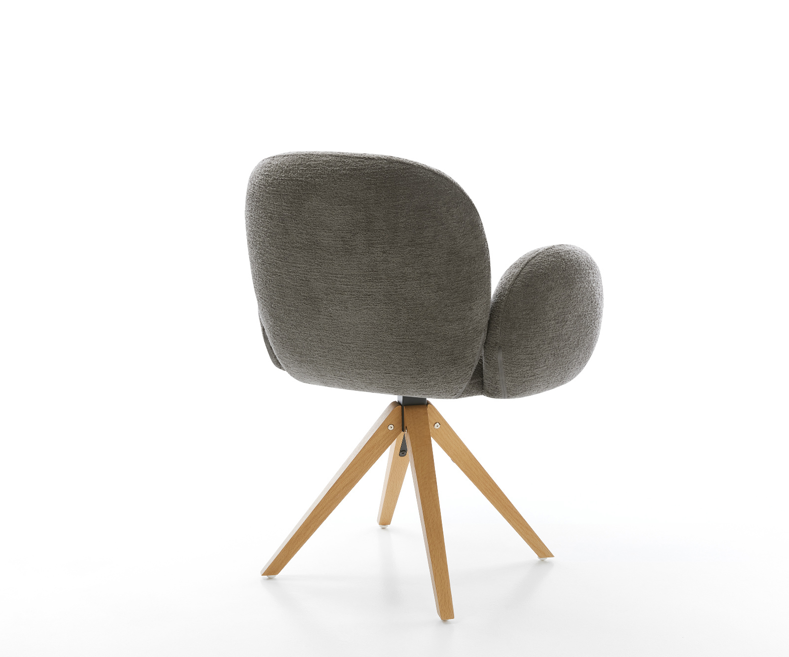 Jídelní židle Nube-Flex s područkami bouclé měkký tmavě béžová dřevěná podnož hranatá přírodní 180° otočný taštičkové pružiny - Obrázek 5