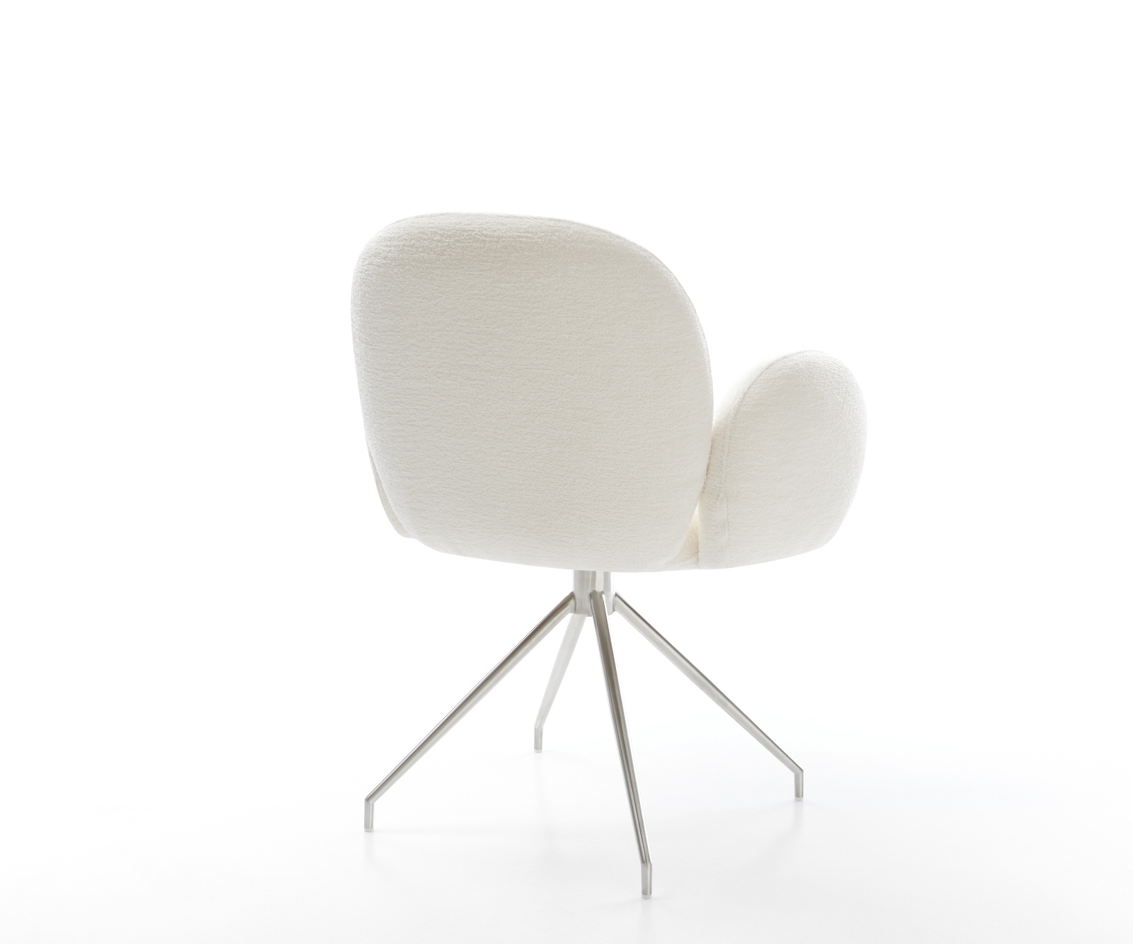 Jídelní židle Nube-Flex s područkami bouclé měkký béžová křížová podnož zúžená nerezová ocel taštičkové pružiny - Obrázek 5