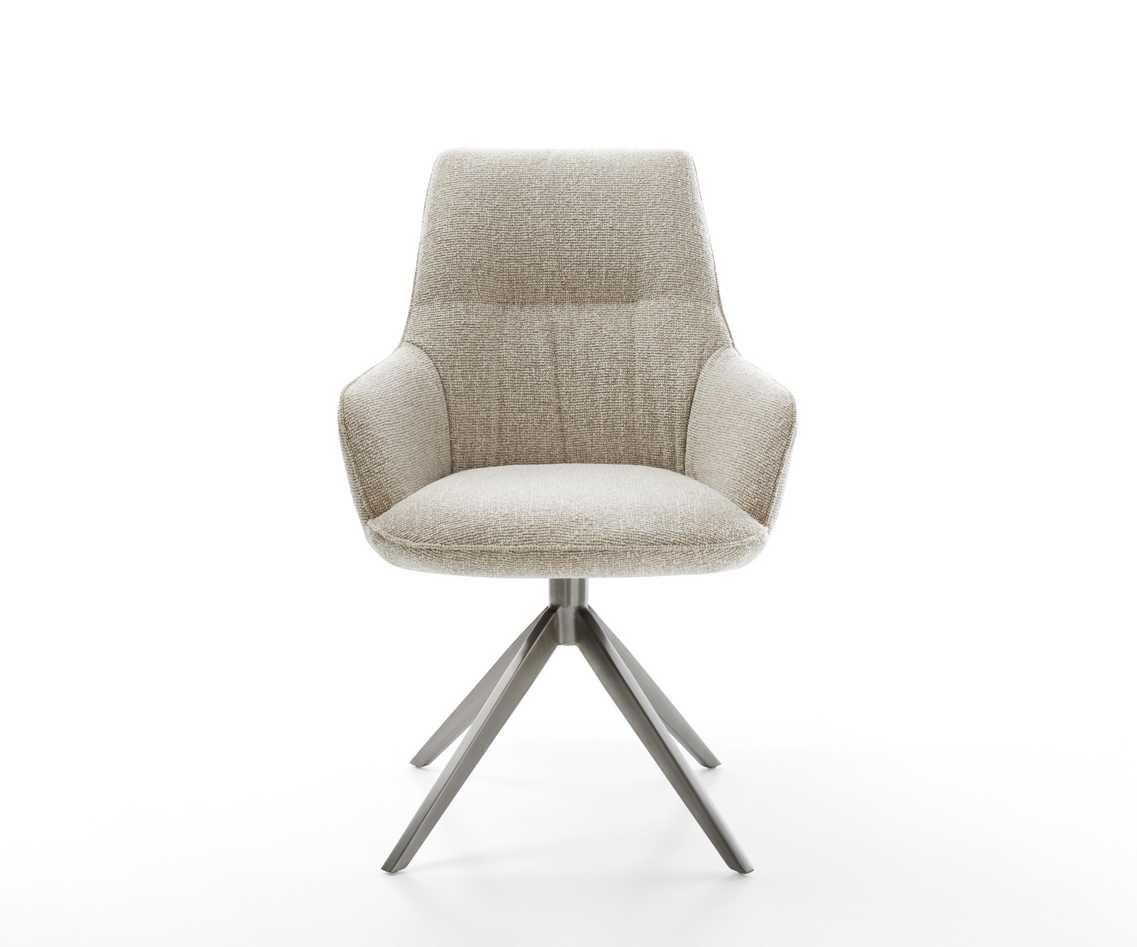 Jídelní židle Zelia-Flex s područkami látka Měkký béžová křížová podnož široká grafitová 360° otočná houpací funkce taštičkové pružiny - Obrázek 2