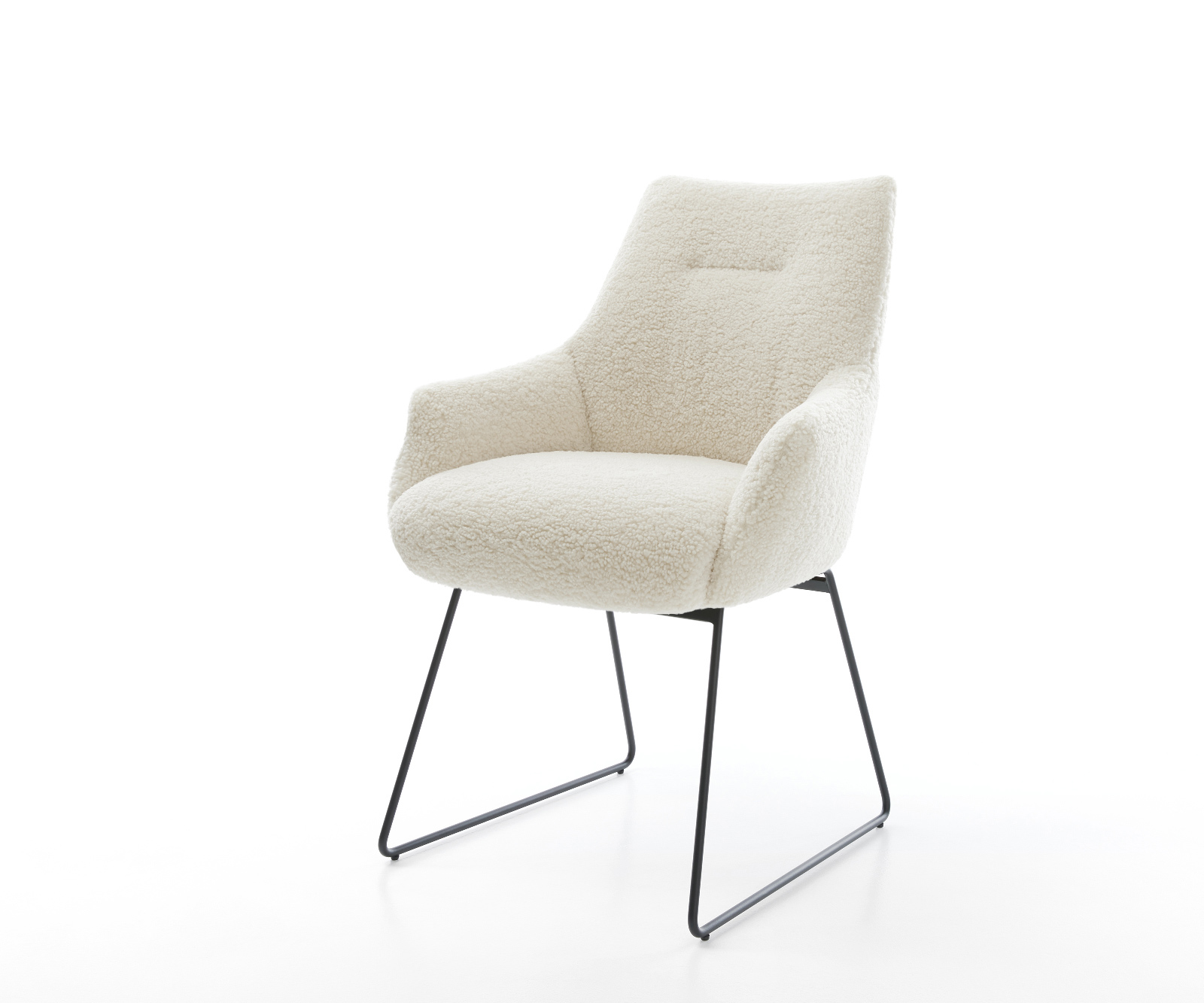 Jídelní židle Alja-Flex s područkami plyšový manšestr béžová tenká podnož černá taštičkové pružiny