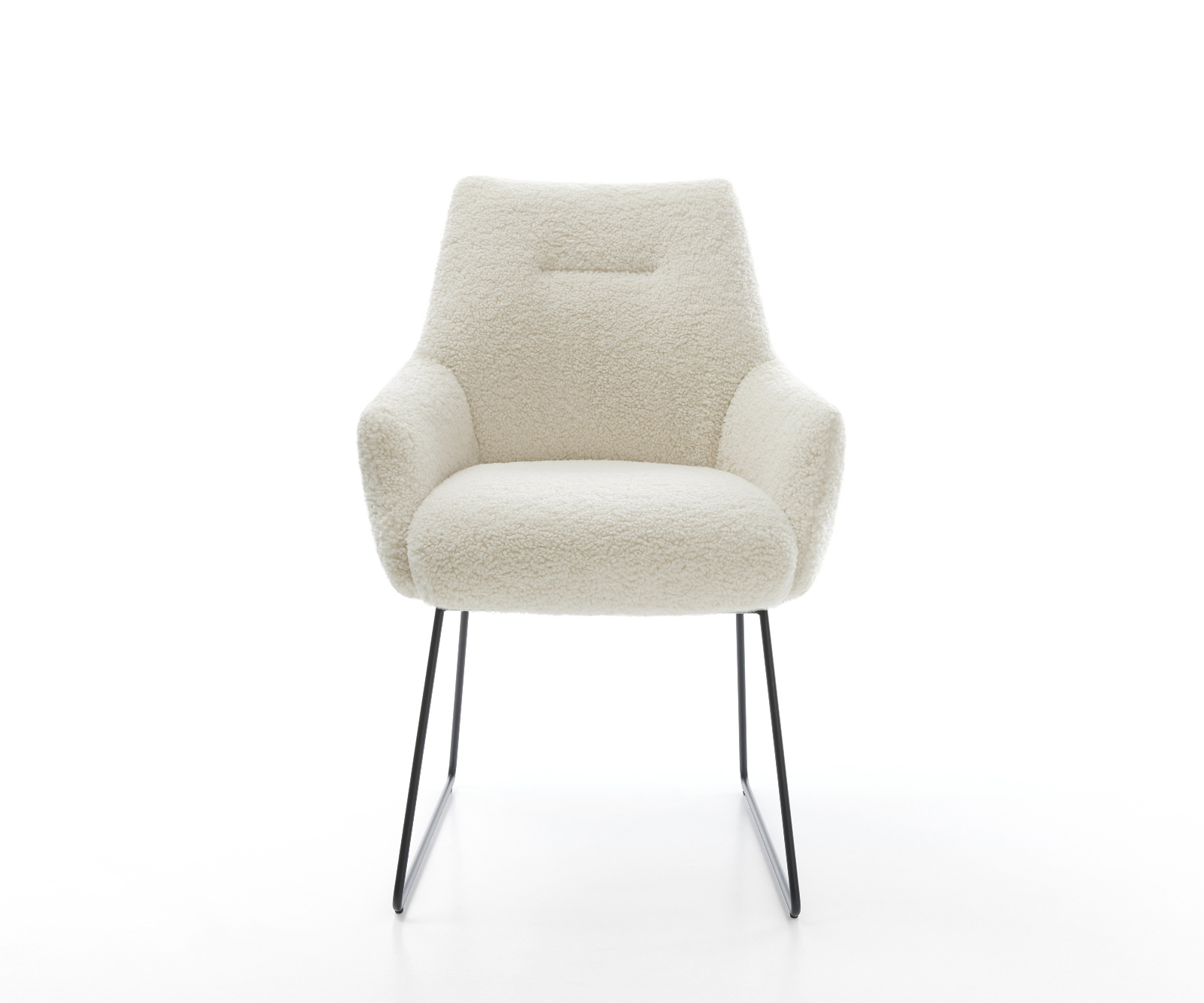 Jídelní židle Alja-Flex s područkami plyšový manšestr béžová tenká podnož černá taštičkové pružiny - Obrázek 2