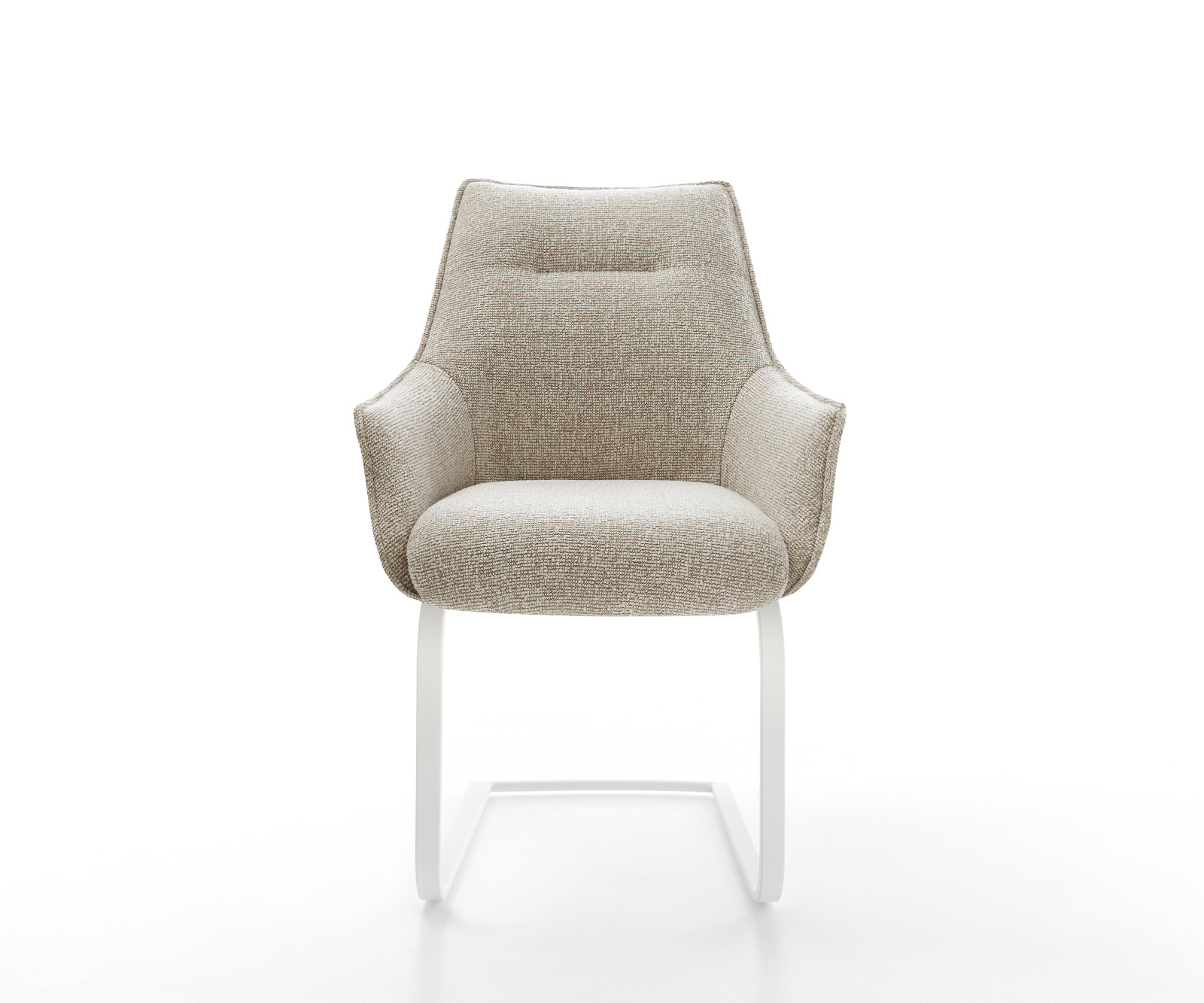 Jídelní židle Alja-Flex s područkami látka Měkký béžová jídelní židle plochá bílá taštičkové pružiny - Obrázek 2