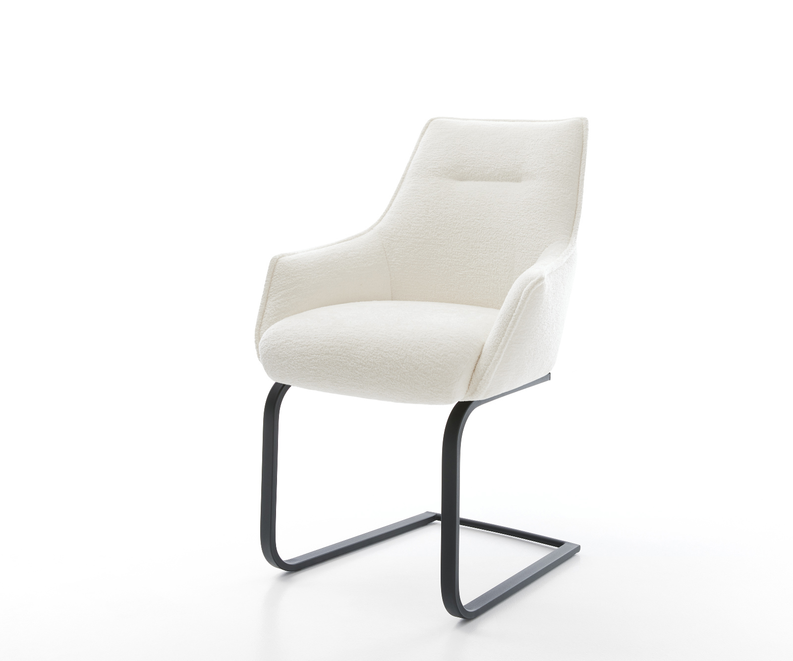 Jídelní židle Alja-Flex s područkami bouclé měkký béžová jídelní židle plochá černá taštičkové pružiny