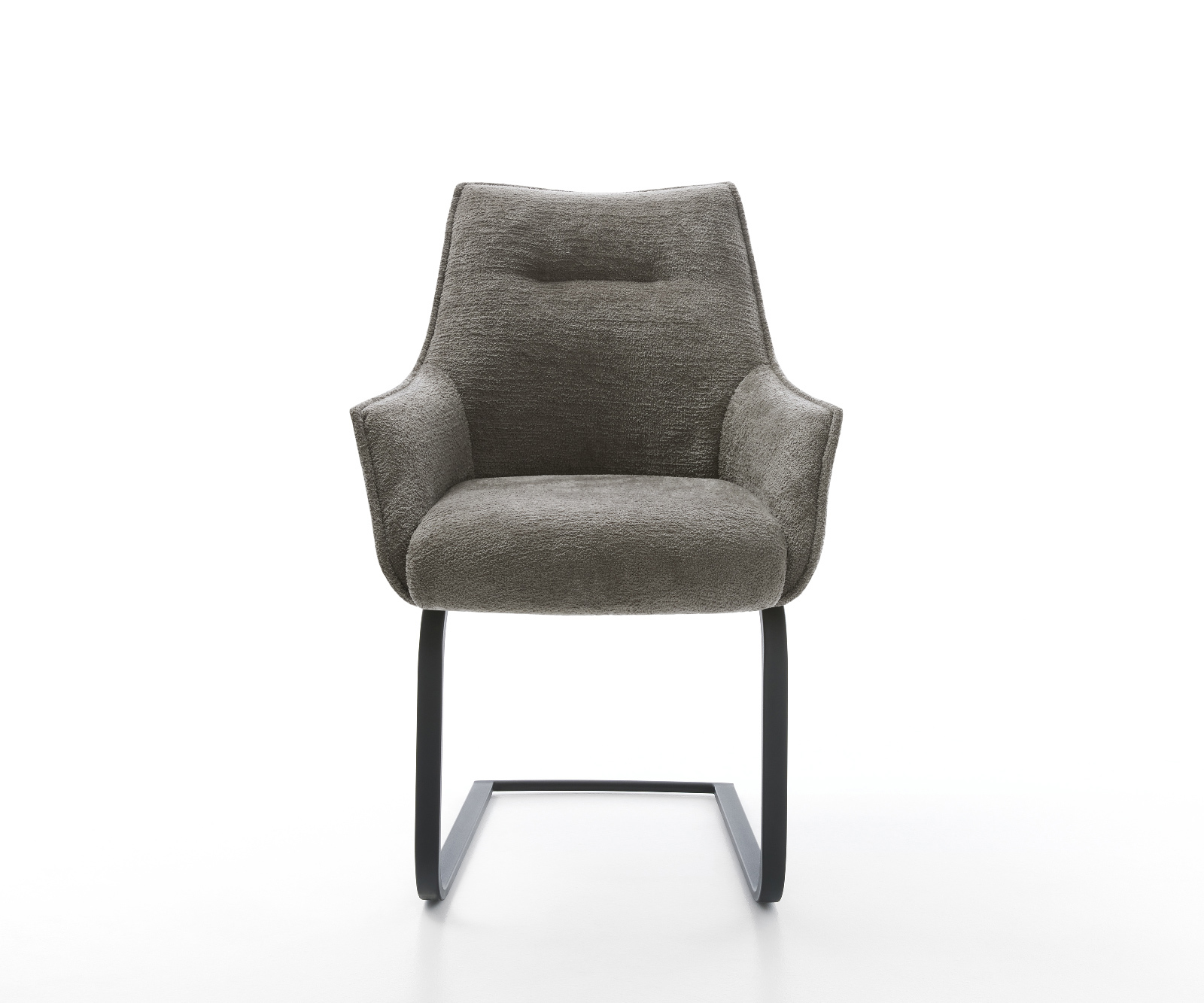 Jídelní židle Alja-Flex s područkami bouclé měkký tmavě béžová jídelní židle plochá černá taštičkové pružiny - Obrázek 2