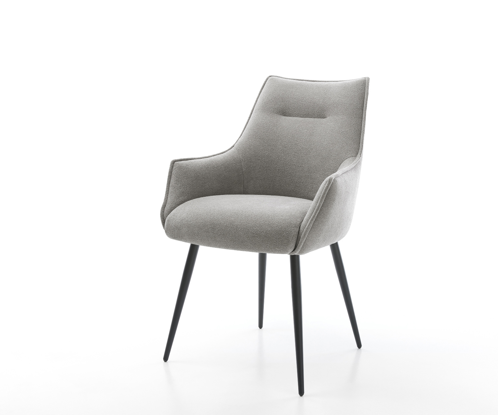 Jídelní židle Alja-Flex s područkami strukturovaná látka Měkký šedá 4-nohá zúžená černá taštičkové pružiny