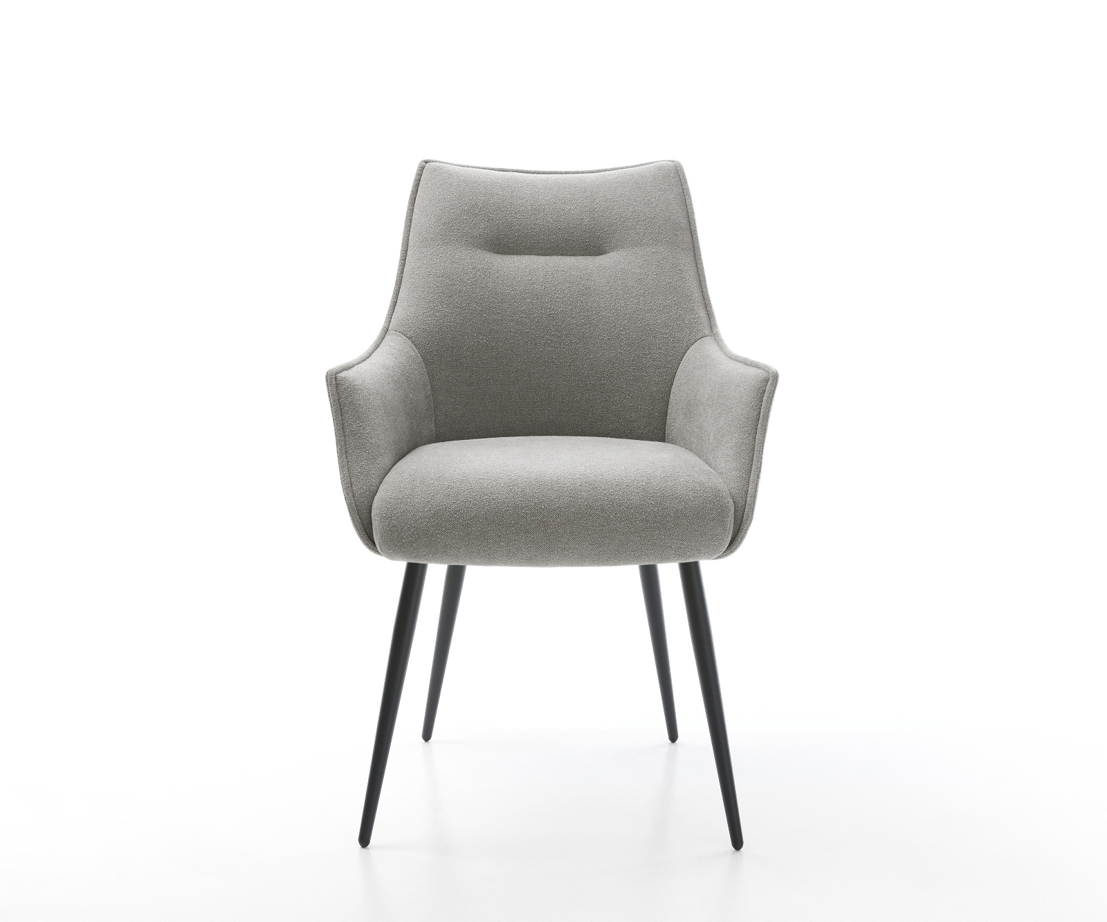 Jídelní židle Alja-Flex s područkami strukturovaná látka Měkký šedá 4-nohá zúžená černá taštičkové pružiny - Obrázek 2