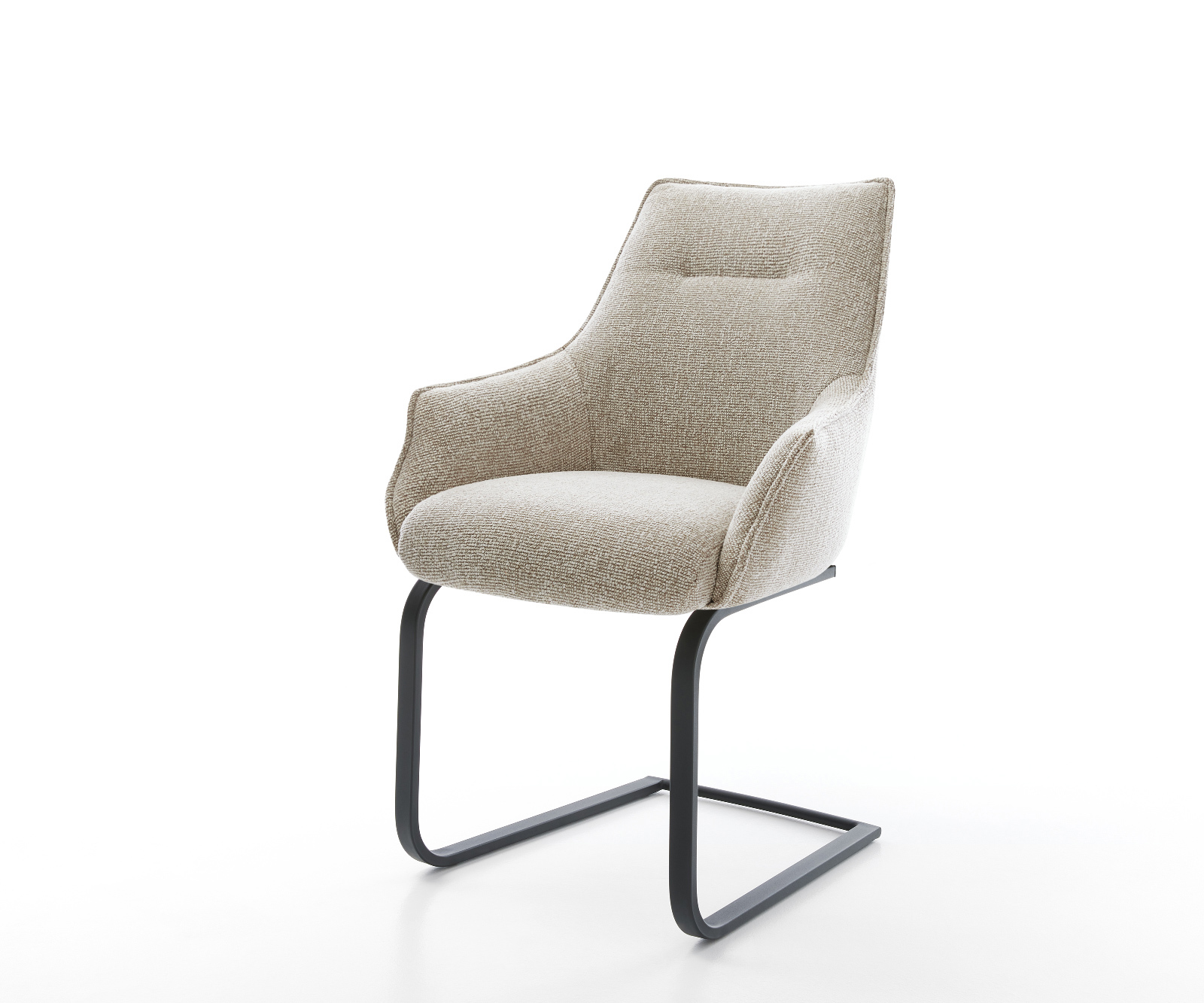 Jídelní židle Alja-Flex s područkami látka Měkký béžová jídelní židle plochá černá taštičkové pružiny