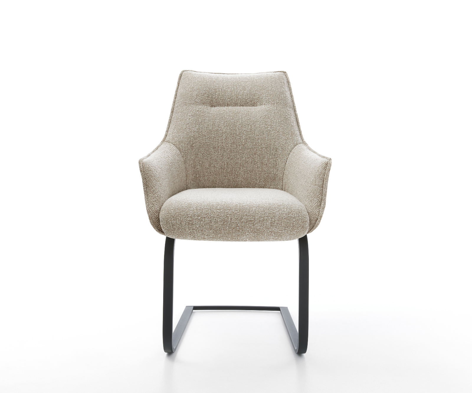 Jídelní židle Alja-Flex s područkami látka Měkký béžová jídelní židle plochá černá taštičkové pružiny - Obrázek 2