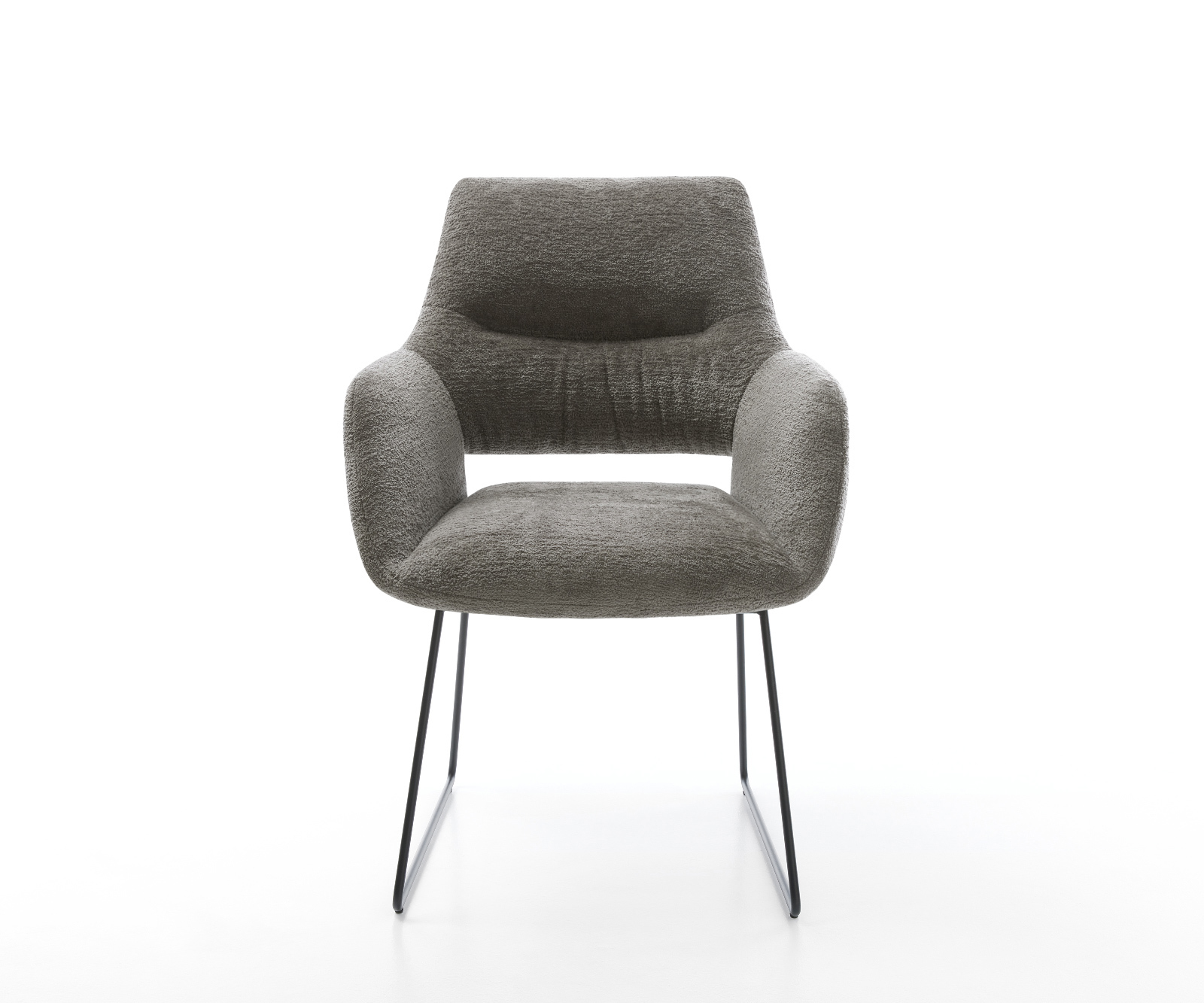 Jídelní židle Yago-Flex s područkami bouclé měkký tmavě béžová tenká podnož černá taštičkové pružiny - Obrázek 2