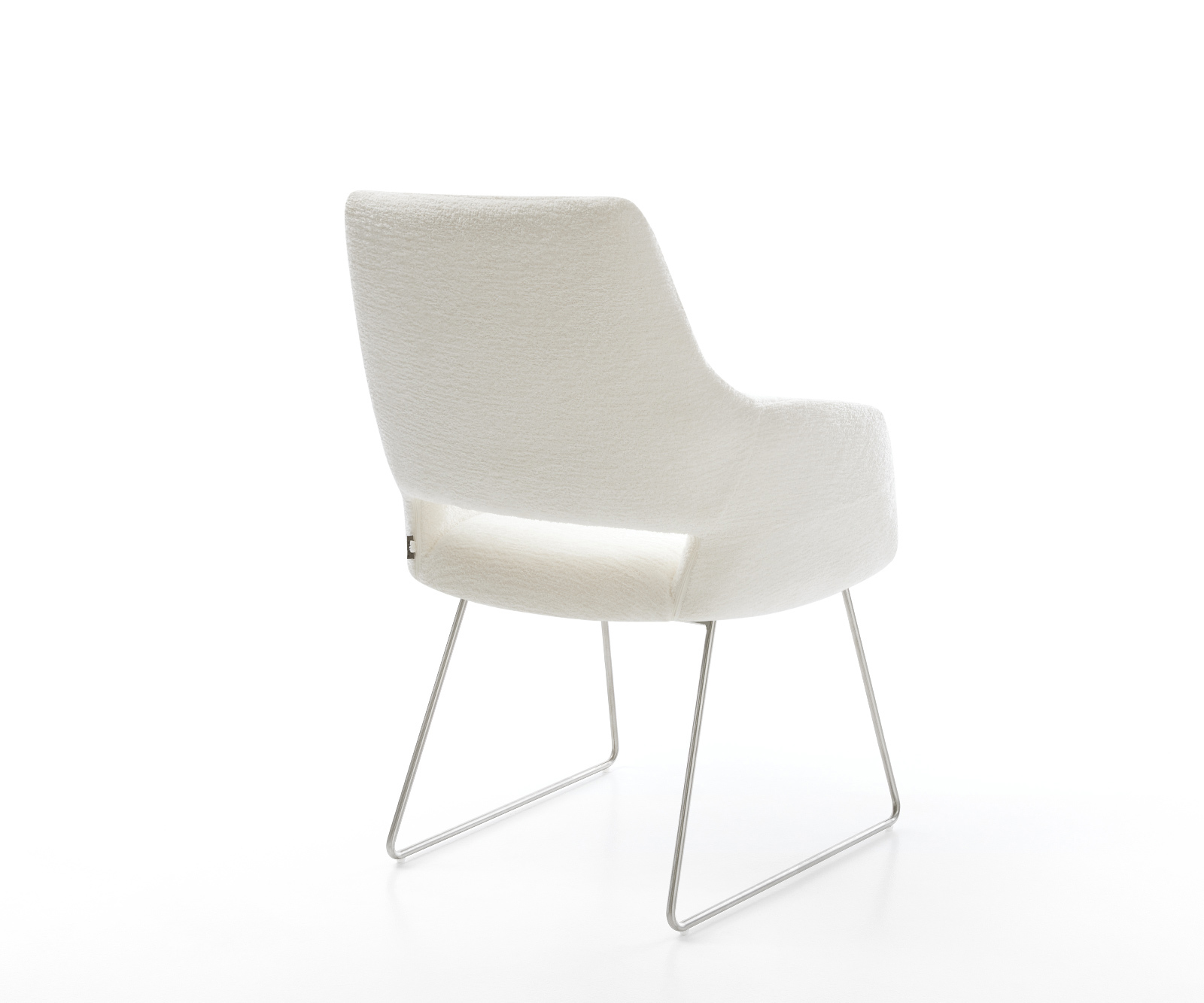 Jídelní židle Yago-Flex s područkami bouclé měkký béžová tenká podnož nerezová ocel taštičkové pružiny - Obrázek 5