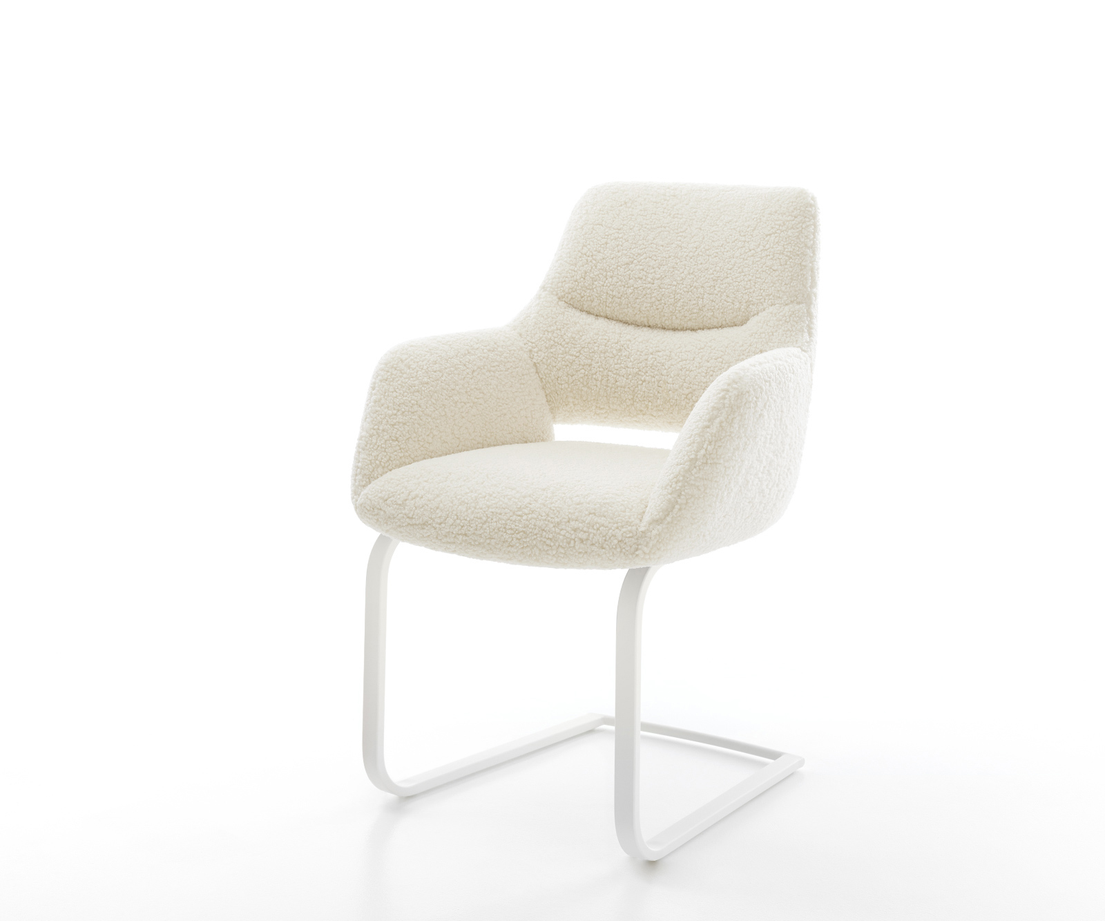 Jídelní židle Yago-Flex s područkami plyšový manšestr béžová jídelní židle plochá bílá taštičkové pružiny