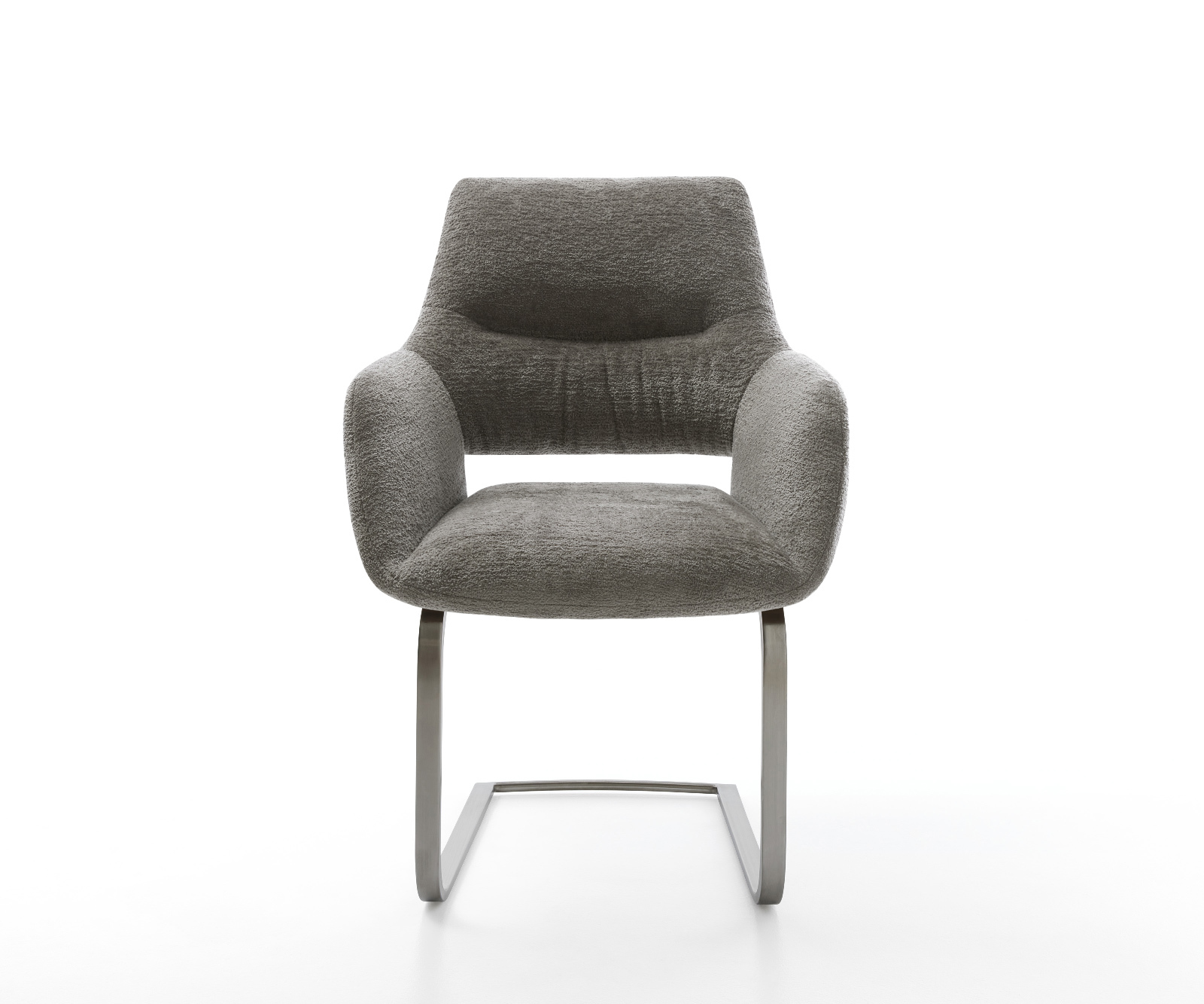 Jídelní židle Yago-Flex s područkami bouclé měkký tmavě béžová konzolová podnož plochá grafit taštičkové pružiny - Obrázek 2