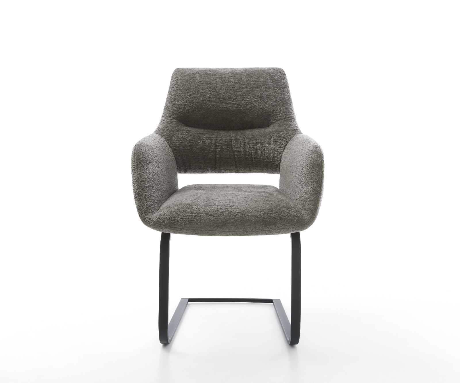 Jídelní židle Yago-Flex s područkami bouclé měkký tmavě béžová konzolová podnož plochá černá taštičkové pružiny - Obrázek 2