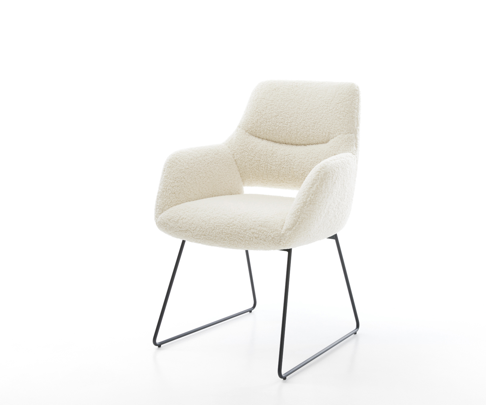 Jídelní židle Yago-Flex s područkami plyšový manšestr béžová tenká podnož černá taštičkové pružiny