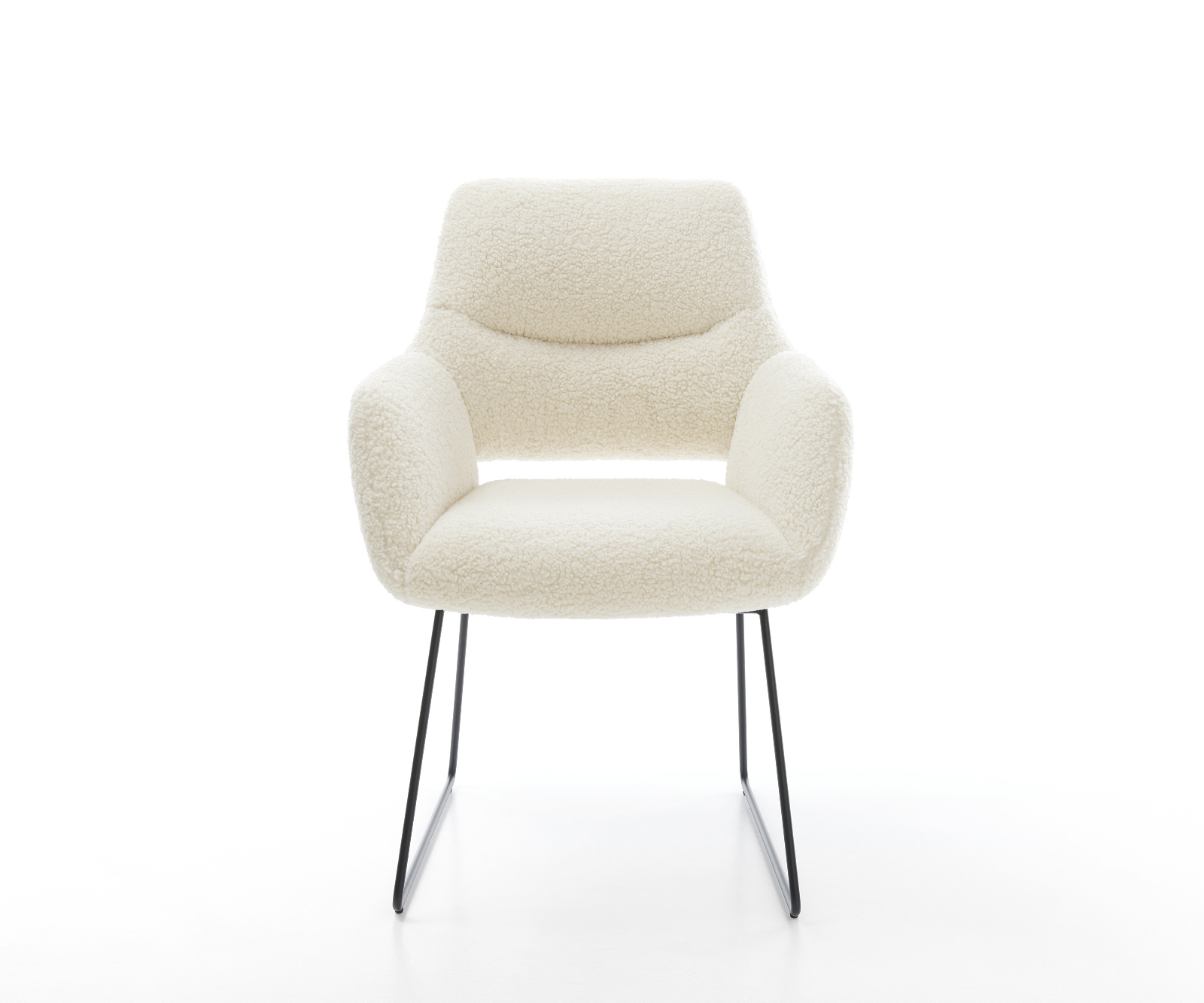 Jídelní židle Yago-Flex s područkami plyšový manšestr béžová tenká podnož černá taštičkové pružiny - Obrázek 2