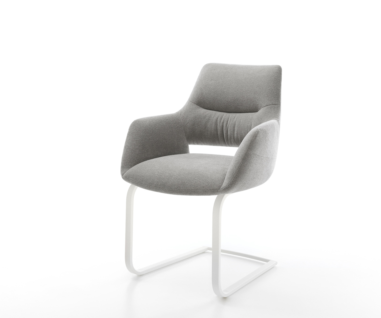 Jídelní židle Yago-Flex s područkami potahová látka Měkký šedá jídelní židle plochá bílá taštičkové pružiny