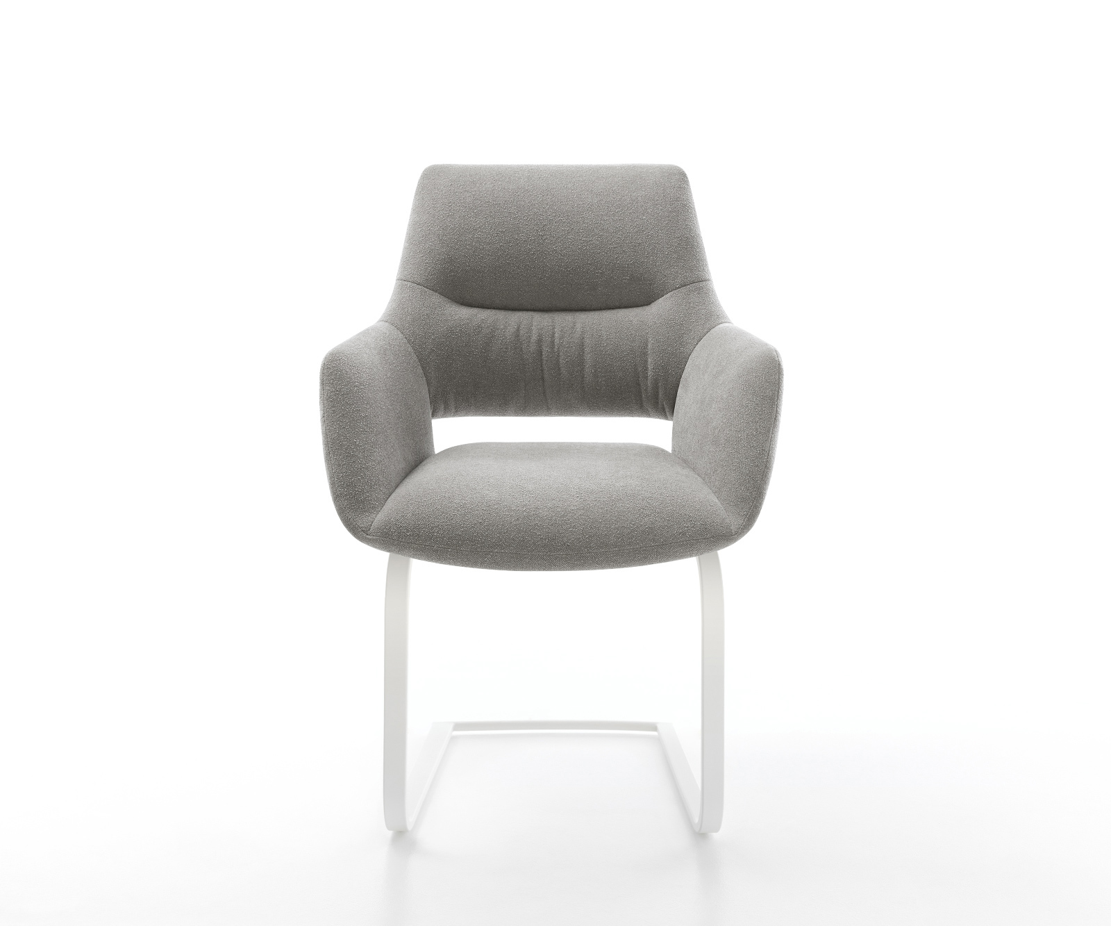 Jídelní židle Yago-Flex s područkami potahová látka Měkký šedá jídelní židle plochá bílá taštičkové pružiny - Obrázek 2