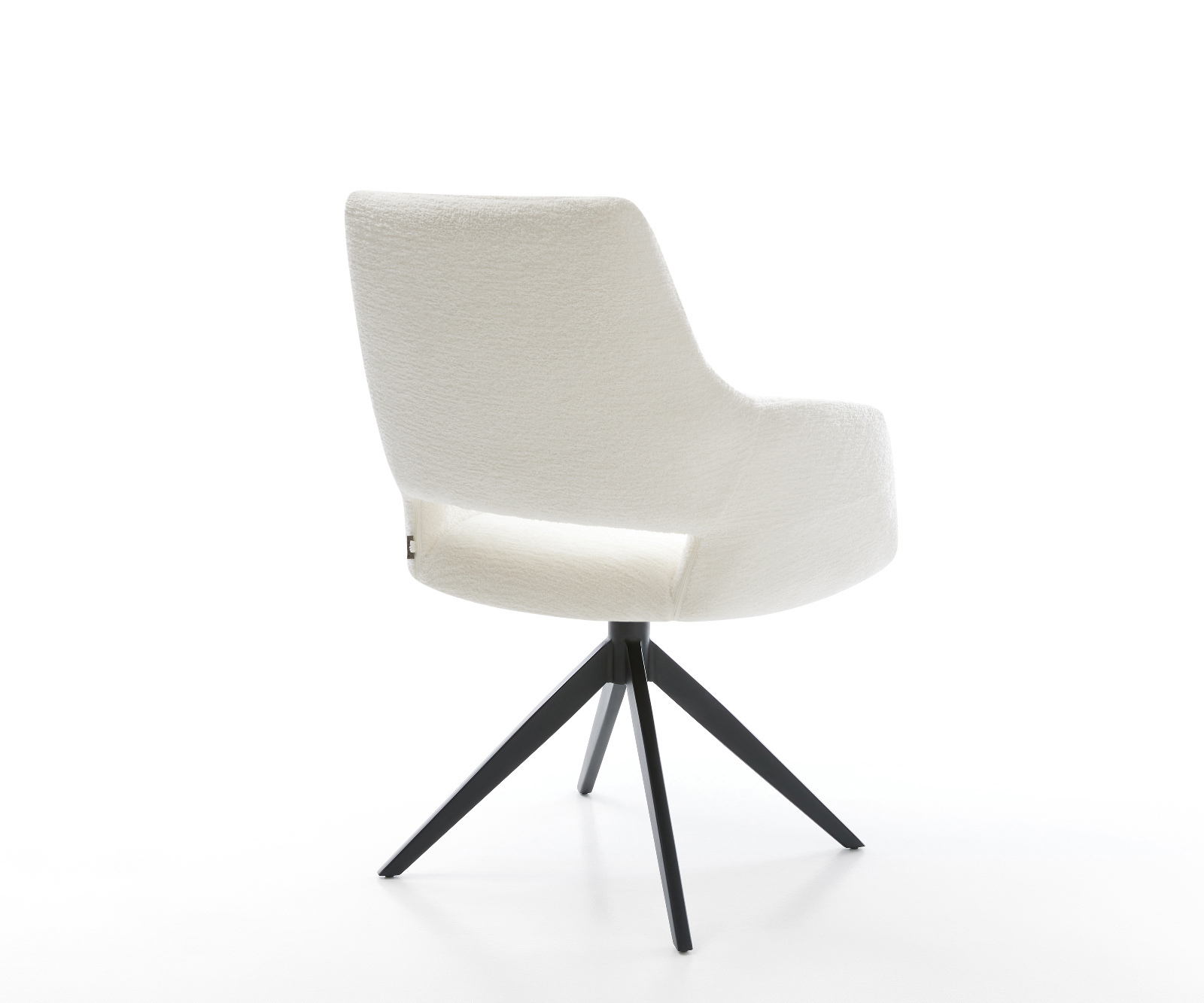 Jídelní židle Yago-Flex s područkami bouclé měkký béžová křížová podnož široká černá 360° otočný houpací funkce taštičkové pružiny - Obrázek 5