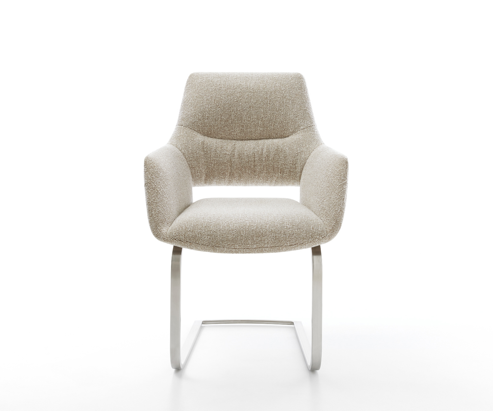 Jídelní židle Yago-Flex s područkami látka Měkký béžová jídelní židle plochý nerezová ocel taštičkové pružiny - Obrázek 2