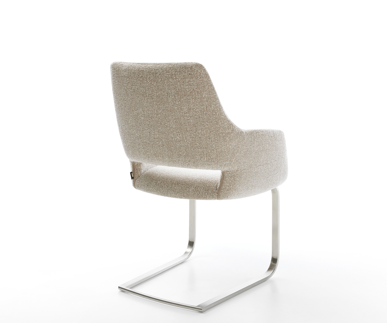 Jídelní židle Yago-Flex s područkami látka Měkký béžová jídelní židle plochý nerezová ocel taštičkové pružiny - Obrázek 5