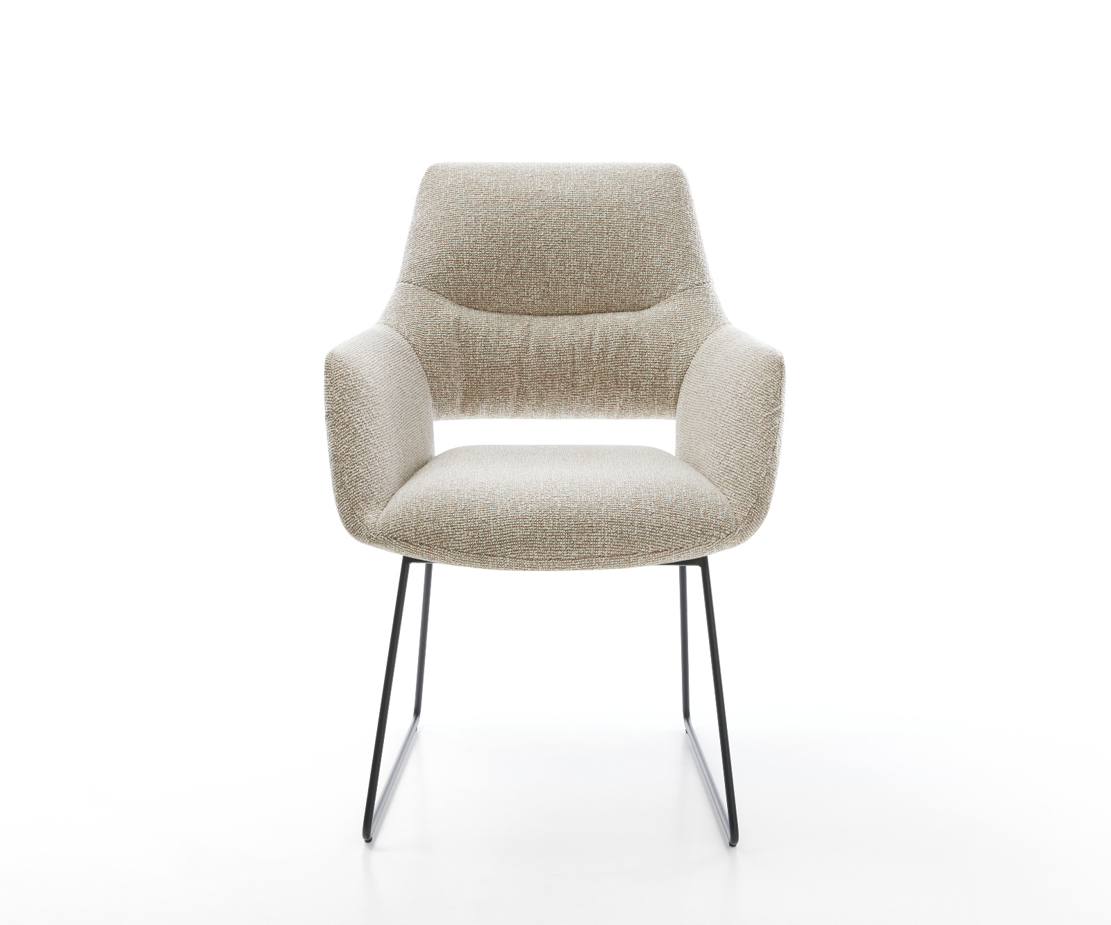 Jídelní židle Yago-Flex s područkami látka Měkký béžová tenká podnož černá taštičkové pružiny - Obrázek 2