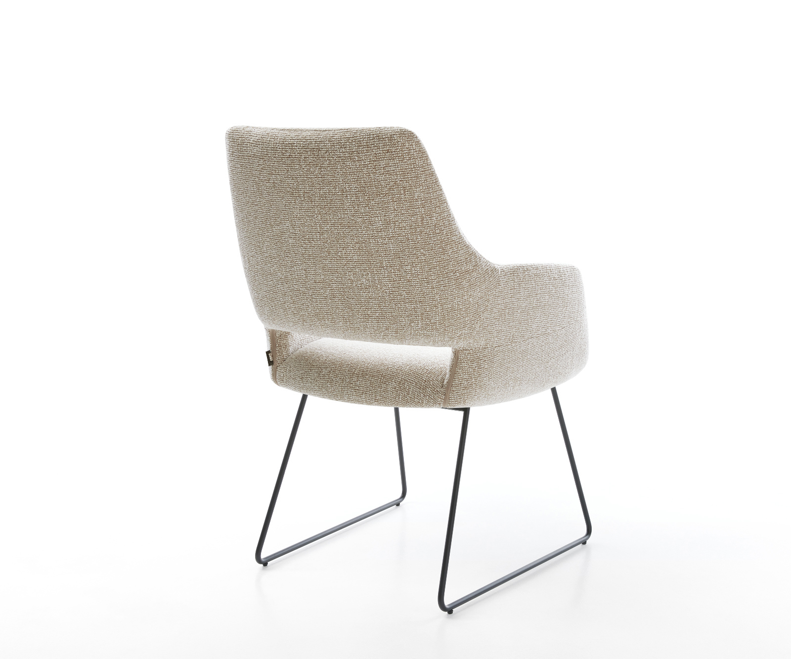 Jídelní židle Yago-Flex s područkami látka Měkký béžová tenká podnož černá taštičkové pružiny - Obrázek 5