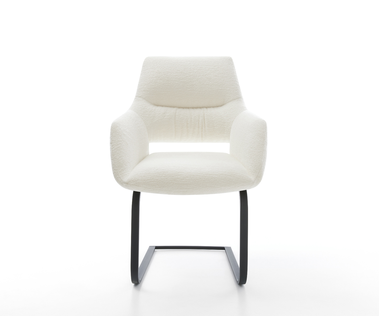 Jídelní židle Yago-Flex s područkami bouclé měkký béžová jídelní židle plochá černá taštičkové pružiny - Obrázek 2