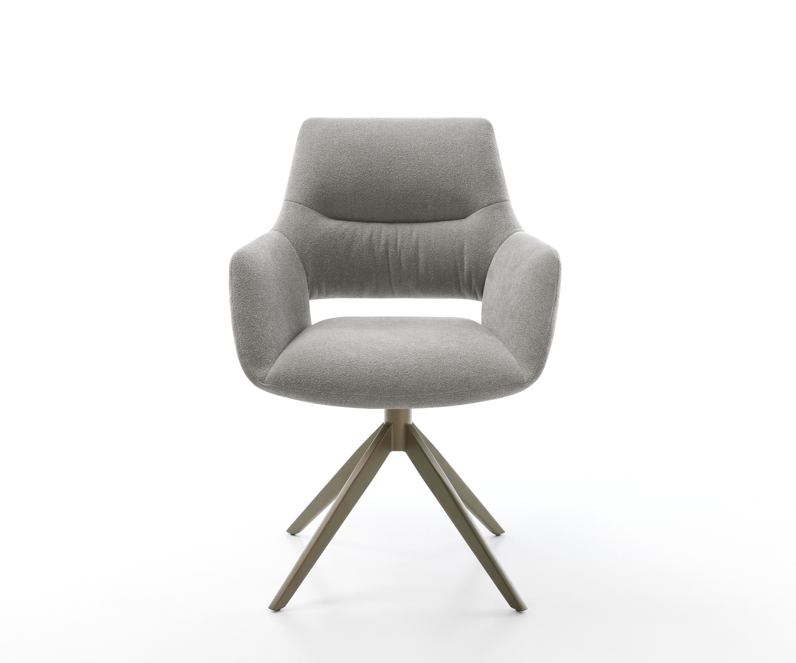 Jídelní židle Yago-Flex s područkami potahová látka Měkký šedá křížová podnož široká Titanová barva 360° otočný houpací funkce taštičkové pružiny - Obrázek 2